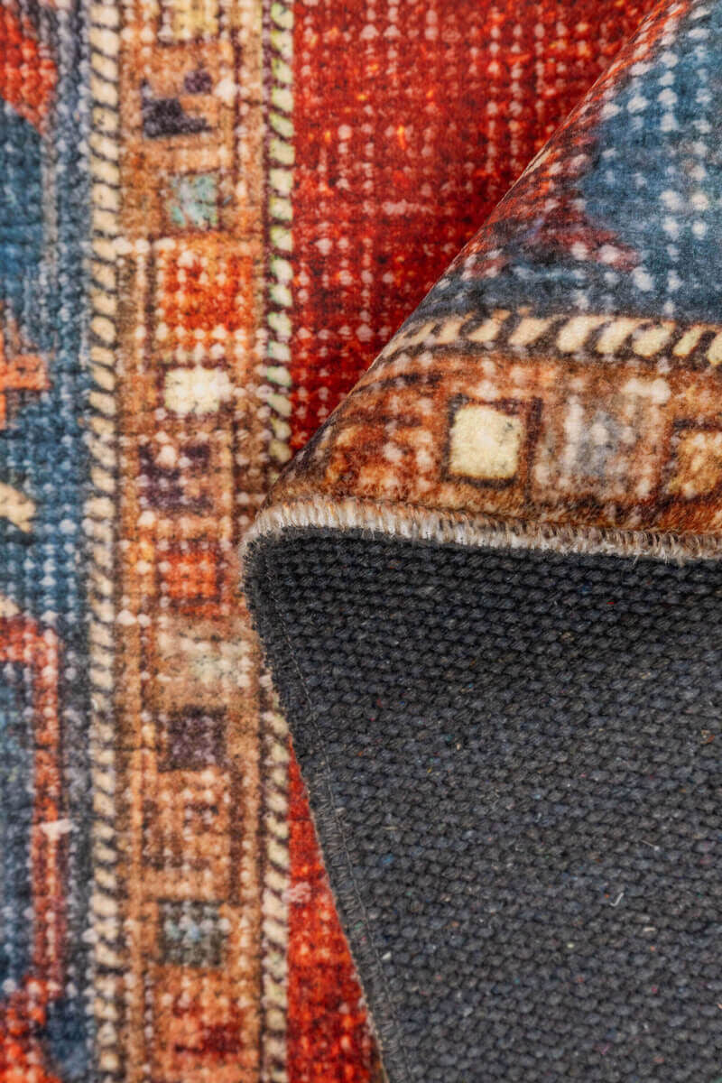 سجادة حمراء وزرقاء غير قابلة للانزلاق من مجموعة Vintage Collection