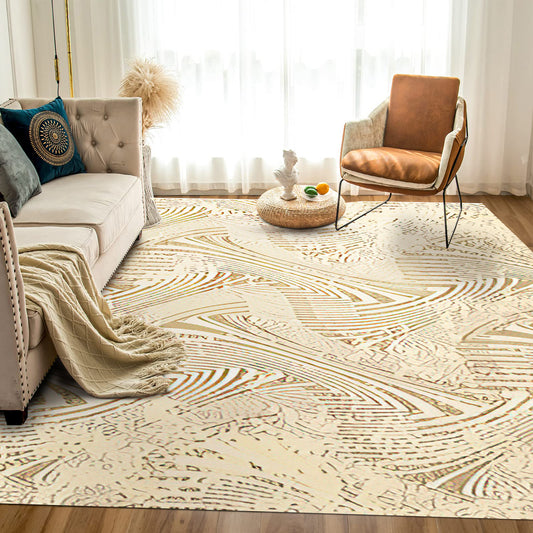 Modern Golden Beige Rug - Art World Gallery
